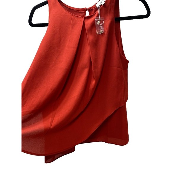 Ava Women’s XS Red Blouse, Sleeveless Red Dress Top, Ruffle Accent, Brand New - Picture 3 of 10